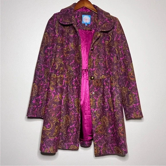 Plenty Paisley Print Wool Blend Princess Coat - Picture 3 of 13